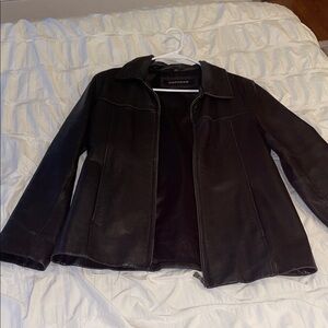 Dockers Women's Dark Black Leather Jacket